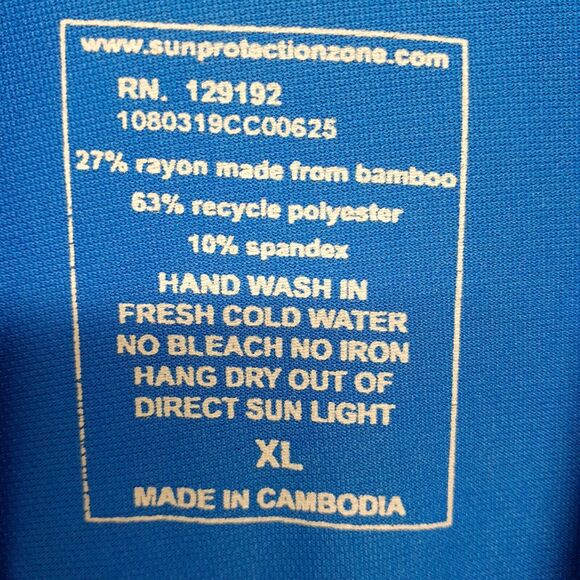 ActivSkinz Sun UV Protection Zone 100 SPF/50+UPF Unisex Blue Shirt Sz XL - Picture 5 of 7